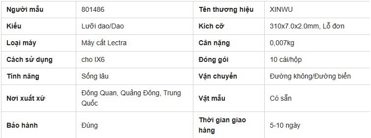 801486 Lưỡi dao cắt Lectra cho máy cắt Lectra IX6.
