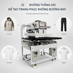 Máy ép nhiệt JY-6080A ngành may mặc tại Đồng Nai – Ép dài thẳng, Seamless T-Shirt và áo Polo